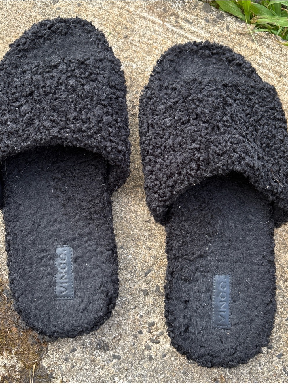 Vince Black Fuzzy Slide Flats